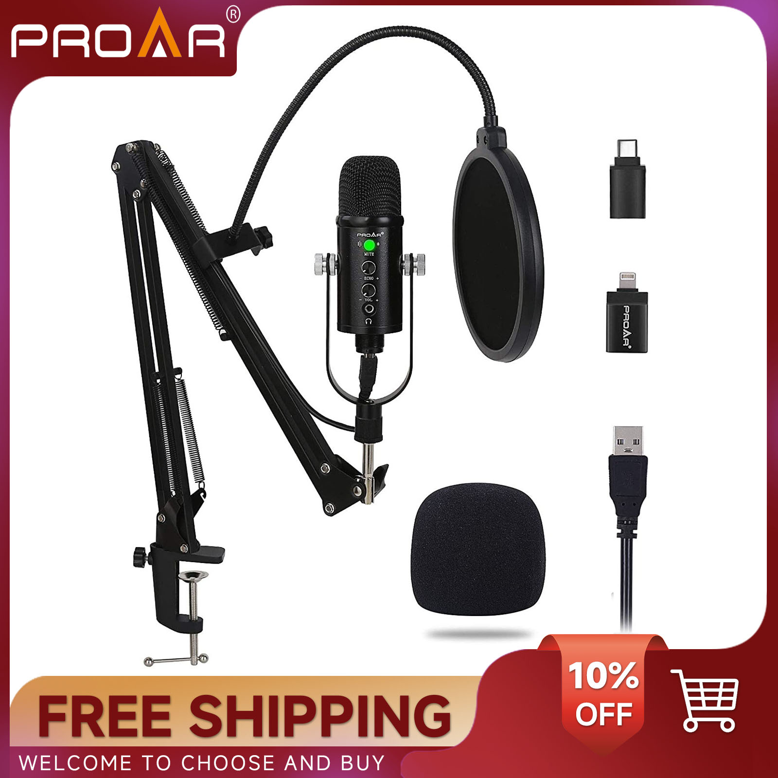Pc Gaming Youtube - Microphone à condensateur USB BM86, pour