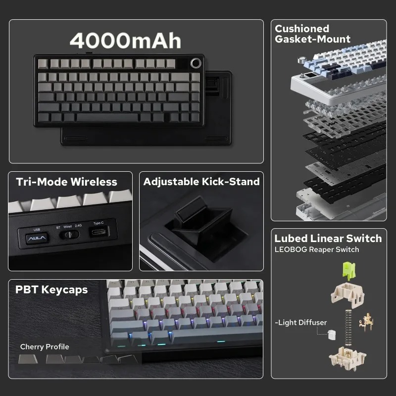 Clavier mécanique AULA F75 Max - Pc Gaming Keyboards avis et prix